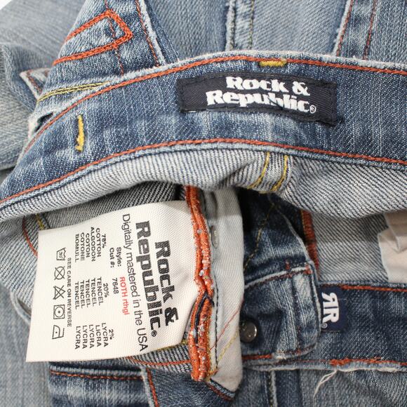 28 Rock&Republic ROTH Cut7648 (actual 32x30) Boot Flare Distress Faded - Picture 5 of 5